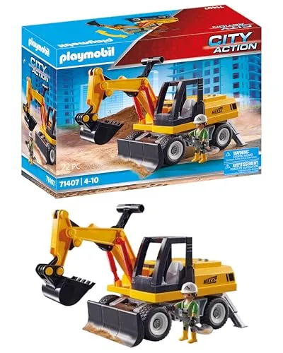 PLAYMOBIL 71407 CITY ACTION BAGGER - Spielset - Action-Figur Spielset mit einem detailreichen Bagger, ideal für kreative Rollenspiele und stundenlangen Spielspaß.