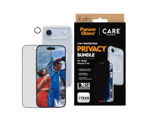 PanzerGlass CARE 3-in-1 Flagship Privacy Bundle iPhone 17 Air - Zubehör für iPhone 17 Air mit umfassendem Schutz und privatem Bildschirm, ideal für datenschutzbewusste Nutzer.