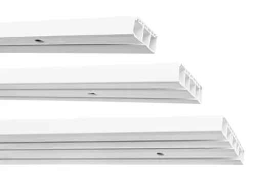 Garduna | 720cm (4x180cm) /1-läufig | Kunststoff Gardinenschiene Vorhangschiene, (1-/ 2-/ 3-läufig, Kunststoff, weiss)