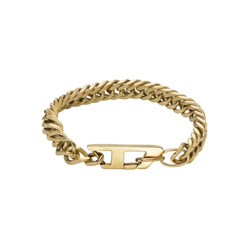 Diesel Herren Kettenarmband Gold Edelstahl Armband DX1511710 - Elegantes Herrenarmband aus hochwertigem Edelstahl in Gold mit mattem und glänzendem Finish, ideal für stilbewusste Männer.