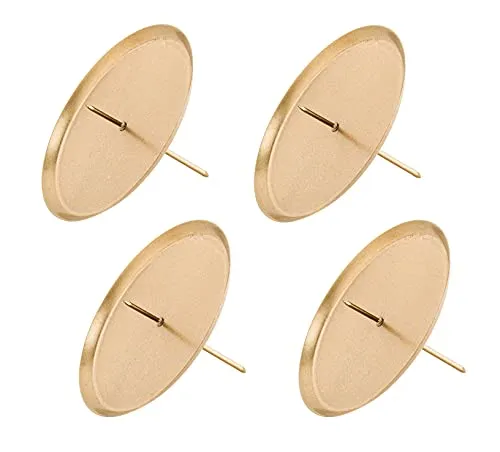 Spetebo Kerzenpick mit Dorn in Gold - 4er Set / 10cm - Adventskranz Weihnachtsgesteck Kerzenhalter Kerzenstecker Kerzenteller Kerzenpin