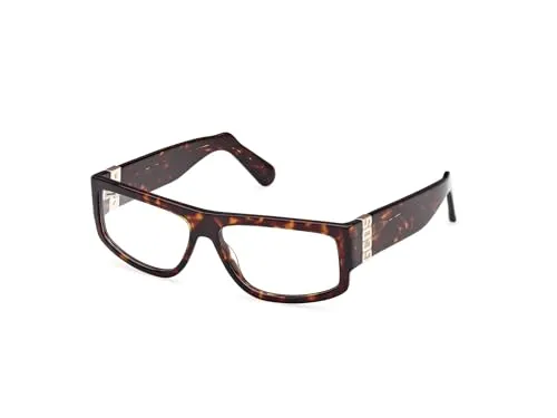 GCDS Brille mit Sehstärke in Havanna für Unisex optional mit Sonnenbrillentönung oder Blaulichtfilter, Rechteckig, gefertigt aus Acetat, Modell: GD5025 (inklusive Brillenetui)