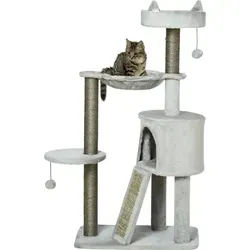 PawHut Kratzbaum mit Plüsch und Sisal - Kratzbäume für Katzen, mit 3 Liegeplätzen, Plattform und Spielbällen - ideal für Spiel und Entspannung.