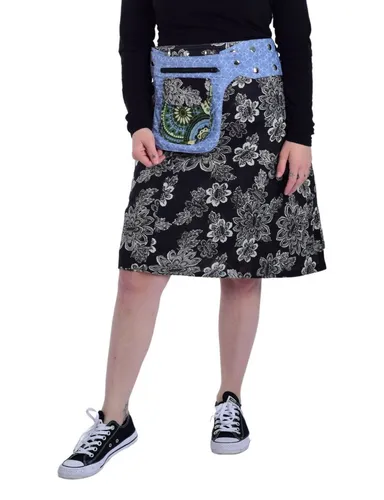 Sunsa Damen Rock Midirock Wickelrock aus 100%Baumwolle,Größe verstellbar