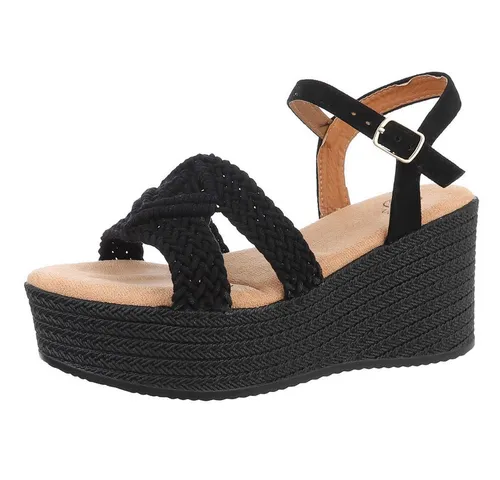 Ital-Design Komfortable Sandalen mit Absatz und stylischem Design Plateausandaletten (89092187) Keilabsatz/Wedge Keilsandaletten in Schwarz