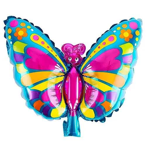 Folienballon Tier in Schmetterlingsform, Bunter Dekorationsballon für Kindergeburtstage und Partys, Großformat ca. 75 * 48 cm