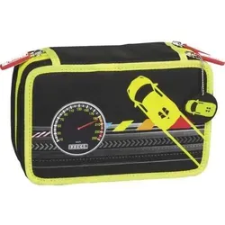 Schülerer-Etui 3 Reissverschlüsse Speed - Praktisches Federmäppchen mit 3 Reißverschlüssen, inklusive 18 dünner und 9 dicker Buntstifte sowie weiteren nützlichen Schreibutensilien für Schule und Freizeit.