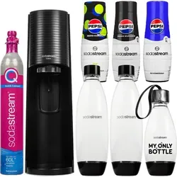 Sodastream Wassersprudler Terra Schwarz Set 3 Flaschen Sirup Kartusche
