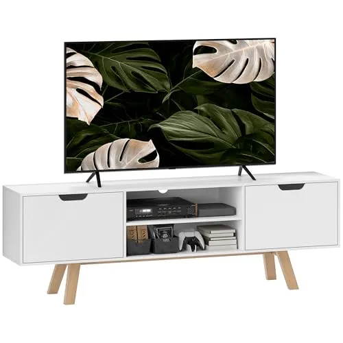 HOMCOM TV-Schrank für Fernseher bis 65 Zoll - Moderne TV-Halterung mit großer Kapazität und eleganten Design, ideal für Wohnzimmer. Bietet Platz für Fernseher, Konsolen und mehr, mit praktischer Kabelführung für Ordnung.