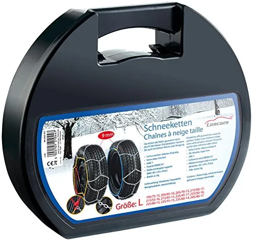 Lescars Anti Rutsch Ketten Größe L: Schneeketten für Reifen 215/55 R16