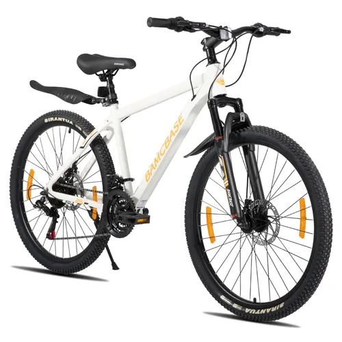 Produktbild HILAND 26 Zoll Mountainbike für Männer und Frauen, Aluminiumrahmen, 21-Gang Schaltung mit mechanischen Scheibenbremsen und Federgabel, Weiß