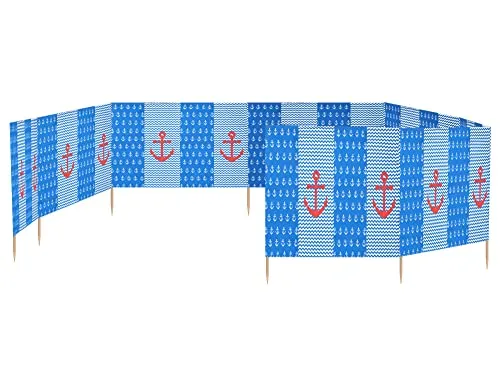 Ladeheid Windschutz Strand Sichtschutz mit Holzstab praktisches Strand Zubehör LAEX001 (Anker, 12 m)