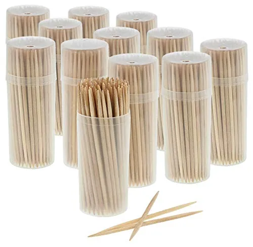 com-four® 1200x Zahnstocher aus Holz - Zahnhölzer für den täglichen Gebrauch - Toothpicks in Spenderbox - hölzerne Zahnstecher - 6,5 cm (1200 Stück - Set1)
