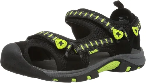 Kamik Jungen Sandalen Jetty Sommerschuhe, Schwarz (Lime), EUR 28