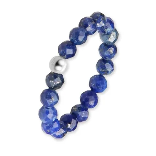 GD GOOD.designs Anti Stress Ring aus Lapislazuli Naturstein Perlen für Damen | Elastische Anxiety Rings | Fidget Ringe | Ringgröße 52-60