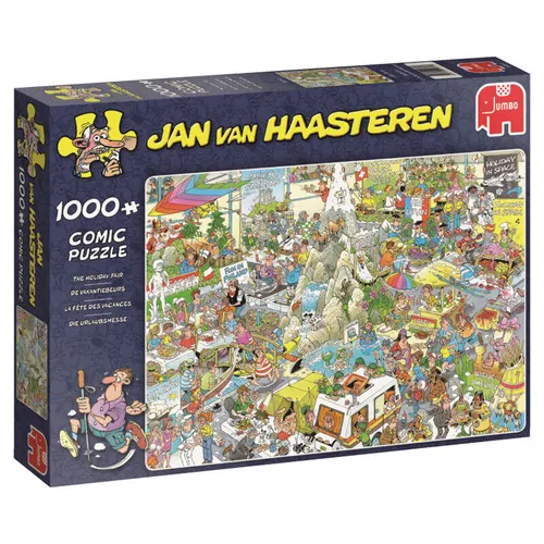 JUMBO 19051 Jan van Haasteren Die Urlaubsmesse - 1000 Teile Puzzle, detailreiche und humorvolle Illustrationen mit versteckten Elementen