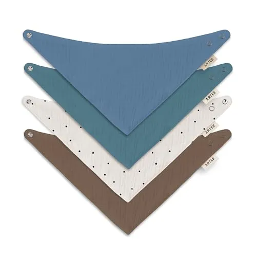 ARTEE Baby und Kleinkinder Halstuch, Sabberlatz aus 100% Musselin Baumwolle jeweils in Größe S oder Größe M, 4 oder 10 Stück Set (4, Set Winter, S)