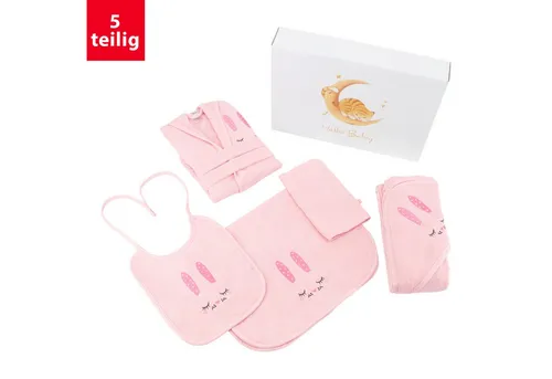celodoro Babybademantel Baby Bade Geschenk Set 5-teilig, Baumwolle