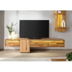 Lowboard Wildeiche 240x43x55 natur geölt WIEN #208 - Elegantes Lowboard aus natur geölter Wildeiche mit integrierten LEDs und geräuschlosem Schließen. Perfekt für stilvolle Wohnräume und optimalen Stauraum.