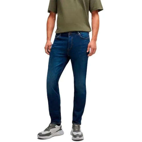 BOSS Herren Marineblaue Stretch-Denim-Jeans 50517544 von HUGO BOSS