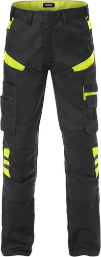 Fristads Fusion Hose 2555 STFP 129482 Schwarz/Gelb - Arbeitshosen mit EN 14404 Zulassung und Kniepolstern für optimalen Schutz, CORDURA-verstärkte Knietaschen und mechanische Stretchqualität für hohen Tragekomfort.