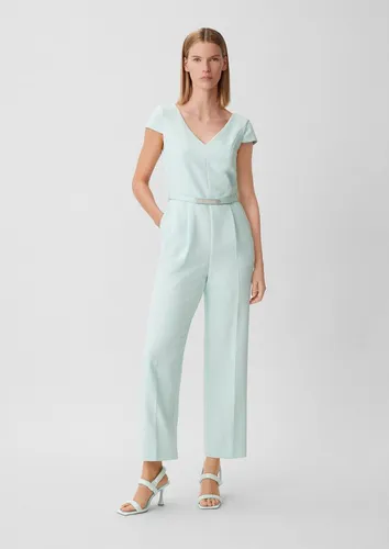 Comma Overall aus Viskosemix - Jumpsuit für Damen im Regular Fit mit hochwertigem Viskosestretch, blickdichtem Futter und elegantem V-Ausschnitt, perfekt für stilvolle Anlässe.