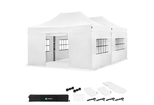 Pavillon Easy-Up 3 x 3 m – Modularer Gartenzelt mit UV-Schutz 50+ und Transporttasche - Wetterfestes Gartenzelt aus robustem 420D Oxford-Gewebe mit PVC-Beschichtung. Ideal für Gartenpartys und Veranstaltungen. Schnelle Montage dank Easy-Up-System, stabiler Stahlrahmen und praktische Transporttasche mit Rädern.