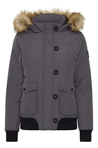 OXMO OXAcila Damen Winterjacke mit Kapuze - Funktionsjacke mit abnehmbarem Kunstfell, ideal für kalte Wintertage. Nachhaltige Produktion mit recycelten Materialien für umweltbewusste Fashionistas.