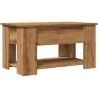 vidaXL Couchtisch Artisan-Eiche 79x49x41 cm - Moderne Couchtisch in Artisan-Eiche, höhenverstellbar und ideal als Esstisch oder Computertisch. Verstecktes Staufach bietet Platz für Bücher und Alltagssachen.