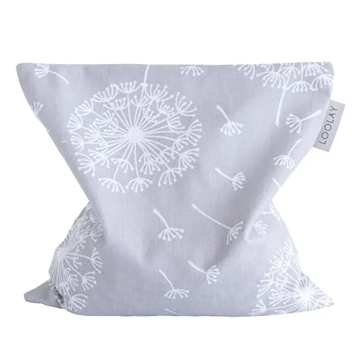 LOOLAY Kirschkernkissen Mikrowelle 20x20 cm – Wärmekissen aus 100% Baumwolle – Kirschkern Kissen Ideal bei Muskelverspannungen oder Menstruationsbeschwerden (pustelblume grau)
