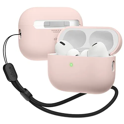 elago Liquid Hybrid Hülle Kompatibel mit Apple AirPods Pro 2. Generation Case mit Lanyard - Kompatibel mit AirPods Pro 2 Hülle, Dreischichtige Schutz, Staubbeständig, Stoßfest (Rosa)