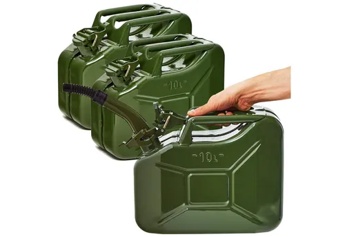 BW Benzinkanister Metall 10L mit Ausgießer - TÜV-geprüft und UN-zugelassen - Benzinkanister 10L aus robustem, pulverbeschichtetem Stahl mit praktischem Ausgießer für sicheres Betanken. Ideal für Benzin, Diesel und mehr – perfekte Lösung für den professionellen Einsatz.