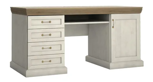 Holztisch Computertisch Weiß – Eleganter Schreibtisch für jedes Arbeitszimmer - Moderner Computertisch aus Holzfurnier mit ausziehbarem Regal für die Tastatur. Ideal für Jungen, Mädchen und Erwachsene. Praktische Schubladen und Regale bieten viel Stauraum.