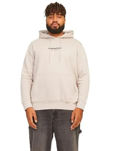JACK & JONES Herren Hoodie JORVESTERBRO - Relaxed Fit, Größe L, Farbe Moonbeam - Kapuzenpullover für Herren im angesagten Relaxed Fit, aus 70% Baumwolle, ideal für lässige Looks und kombinierbar mit Jeans für einen stilvollen Auftritt.