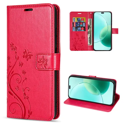 Hülle für Honor 400 Lite Handy Tasche Flip Cover Wallet Case Klapphülle Rot