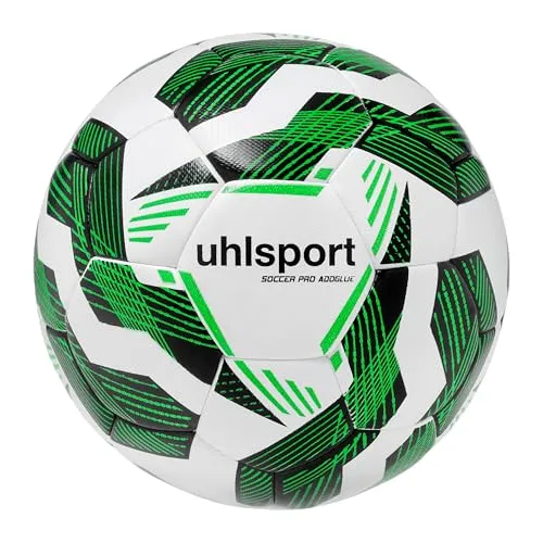 uhlsport Soccer Pro Addglue Fußball Spielball Trainingsball in den Größen 3,4 und 5 - Fußball für Kinder, Jugend und Erwachsene, weiß/schwarz/Fluo grün