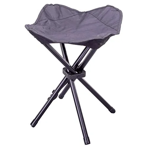 Nexos Trading Camping-Hocker schwarz 4-beinig Mini Campingstuhl für Angeln Reise Wandern Garten – Outdoor faltbar – Bespannung schwarz – Gestell grau