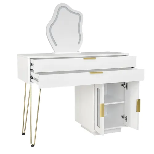 LED-Schminktisch Set mit ausziehbarem Design in Weiß