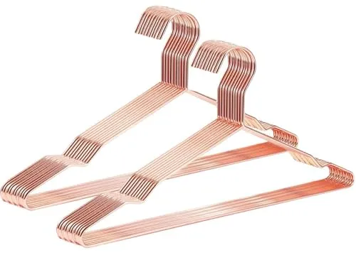 Kleiderbügel Metall,DARUITE 20 Stück Clothes Hanger,Kleiderbügel Rosegold,Klassische Kleiderbügel Edelstahl,Stabil rutschfest Coat Hanger für Anzug,T-Shirt,Jacke,Hosen und Hemden(42 cm)