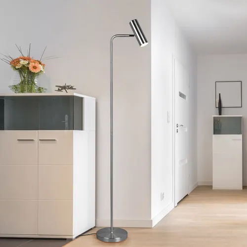 Verstellbare Stehleuchte Leselampe in Nickel Matt von ETC Shop