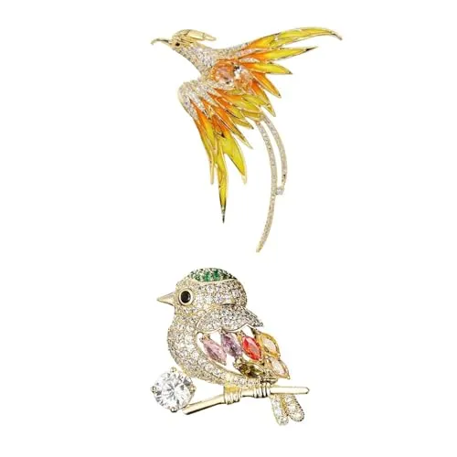 COACOM 2 Stücke Niedlicher Tierischer Brosche, Kreativer Diamanten-Vogel-Corsage, Persönlichkeit Und Modische, Elee Stifte Für Damen, Kleidungsschmuckzubehör.