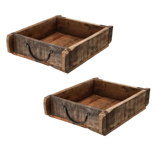Novaliv 2x Holzkiste Vintage – Allzweckkiste aus recyceltem Altholz - Aufbewahrungsboxen aus einzigartiger Ziegelform, ideal zum Dekorieren und Aufbewahren. Jede Kiste ist ein Unikat mit Charme und vielseitig einsetzbar in jedem Raum.