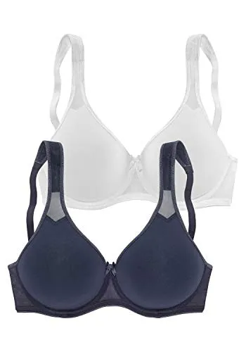 T-Shirt-BH PETITE FLEUR, Damen, Gr. 100, Cup D, blau - Funktionsunterwäsche: Bequemer T-Shirt-BH mit Bügel und nahtlos vorgeformten Cups, ideal für den Alltag, aus hochwertiger Baumwolle für optimalen Tragekomfort.