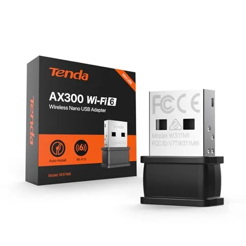 Tenda WLAN USB Stick Adapter für PC, AX300 2.4G 286Mbit/s, Soft-AP, WPA2, Nano-Größe, Windows 7/10/11, W311MI
