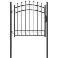 vidaXL Zauntor mit Spitzen Grau 100 x 100 cm - Gartenzäune aus pulverbeschichtetem Stahl, modernes Design mit Sicherheitsverschluss, ideal für Gärten und Terrassen, vereint Stil und Funktionalität.