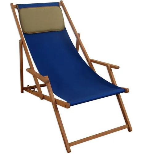 ERST-HOLZ Gartenliege Deckchair blau Liegestuhl Sonnenliege Gartenliege Strandstuhl
