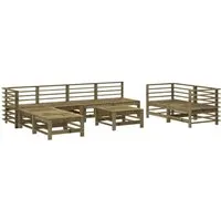 vidaXL 9-tlg. Garten-Lounge-Set aus Kiefernholz - Gartenmöbel-Set aus imprägniertem Kiefernholz mit robustem Rahmen, ideal für entspannte Stunden im Freien mit Familie und Freunden.