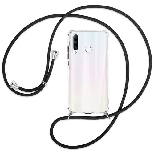 Handykette für Huawei P30 Lite schwarz Hülle mit Band Kordel zum Umhängen