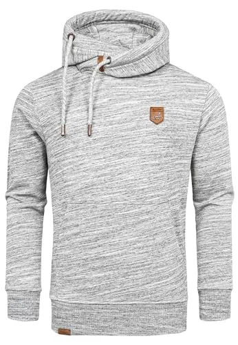 Amaci&Sons Herren Kapuzenpullover Basic Kontrast Sweatjacke Pullover Hoodie Sweatshirt 4072 Grau XL