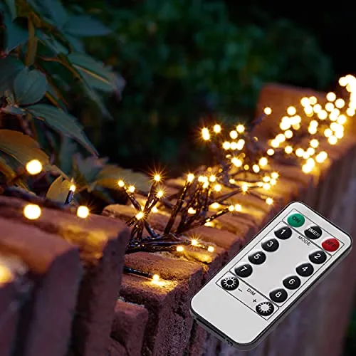 Bonetti Cluster Lichterkette mit Fernbedienung – 400 LEDs für drinnen & draußen - Weihnachtsbeleuchtung mit 400 warm-weißen LEDs und 8 Lichtprogrammen. Ideal für stimmungsvolle Dekorationen bei Festen und im Garten. Inkl. Timerfunktion und dimmbar.